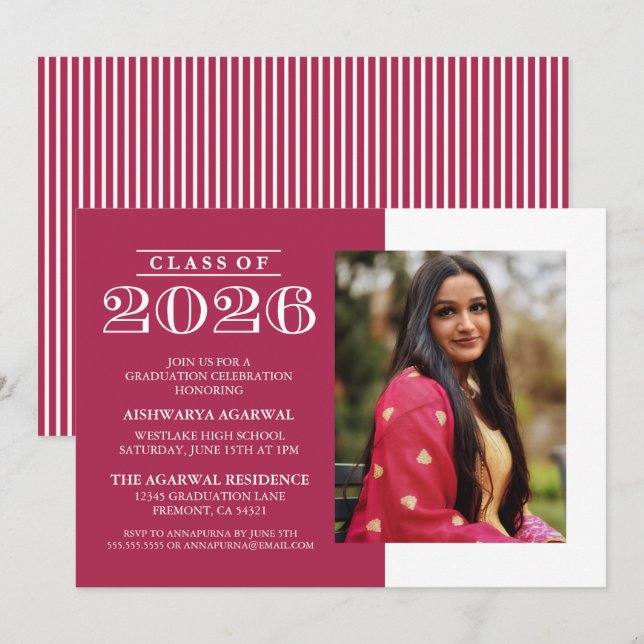 CLASSIC BOLD CLASS OF 2026 GRADUATION INVITATION (Front/Back)