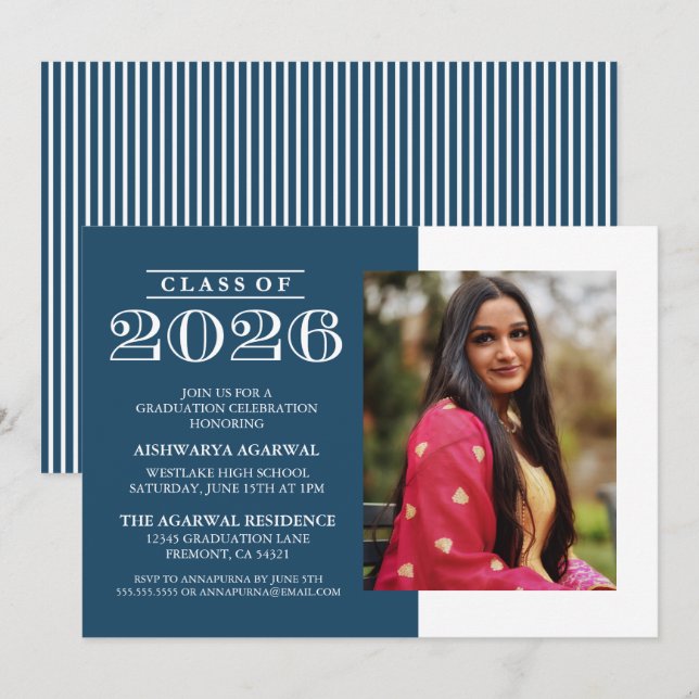 CLASSIC BOLD CLASS OF 2026 GRADUATION INVITATION (Front/Back)