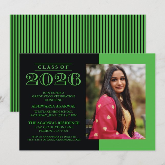 CLASSIC BOLD CLASS OF 2026 GRADUATION INVITATION (Front/Back)