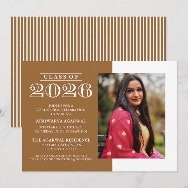 CLASSIC BOLD CLASS OF 2026 GRADUATION INVITATION (Front/Back)