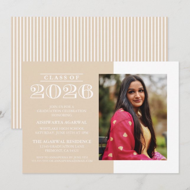 CLASSIC BOLD CLASS OF 2026 GRADUATION INVITATION (Front/Back)