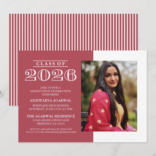 CLASSIC BOLD CLASS OF 2026 GRADUATION INVITATION (Front/Back)