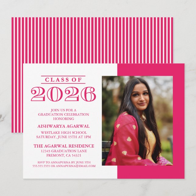 CLASSIC BOLD CLASS OF 2026 GRADUATION INVITATION (Front/Back)