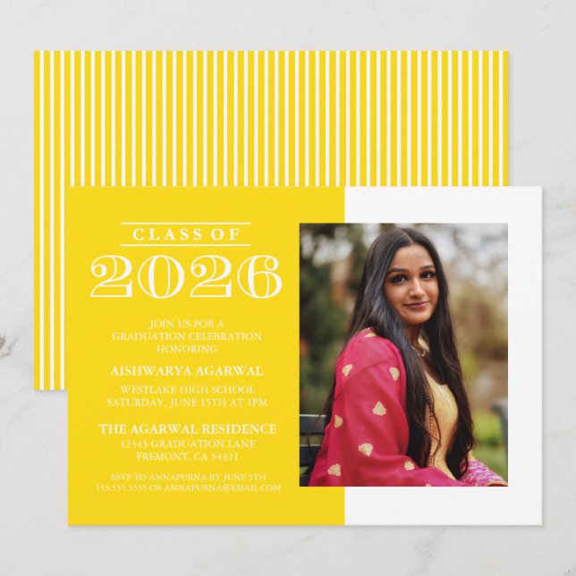 CLASSIC BOLD CLASS OF 2026 GRADUATION INVITATION (Front/Back)