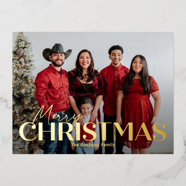 Classic Bold Foil Christmas Postcard (Front)
