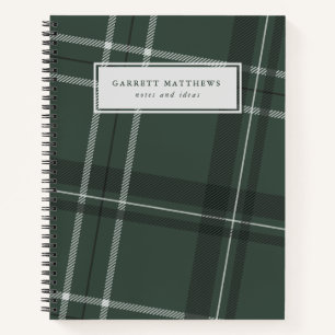 Classic bold hunter green plaid personalized notebook