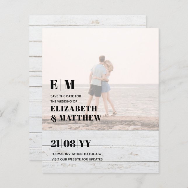 Classic BOLD PHOTO OVERLAY Save the Dates BUDGET (Front/Back)