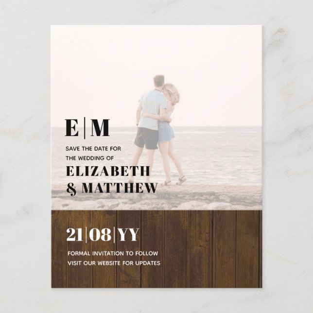 Classic BOLD PHOTO OVERLAY Save the Dates BUDGET Flyer (Front)