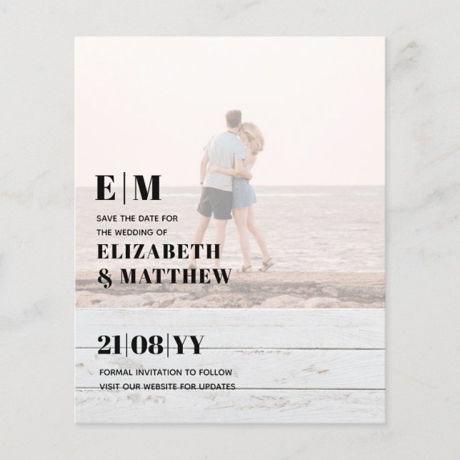 Classic BOLD PHOTO OVERLAY Save the Dates BUDGET Flyer (Front)