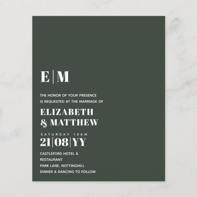Classic BOLD Text Only Wedding Invitation Simple Flyer (Front)