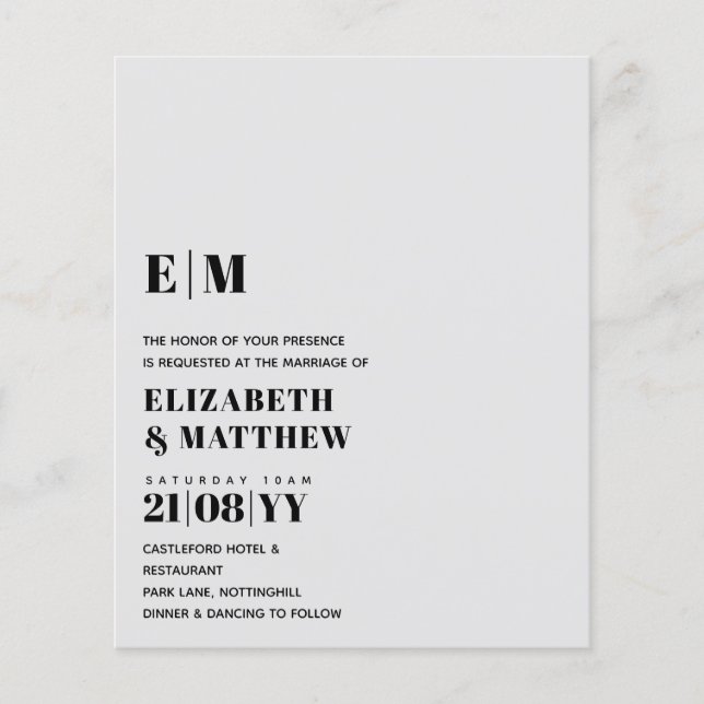 Classic BOLD Text Only Wedding Invitation Simple Flyer (Front)