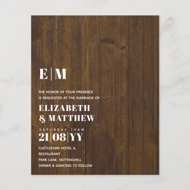 Classic BOLD Text Only Wedding Invitation Simple Flyer (Front)