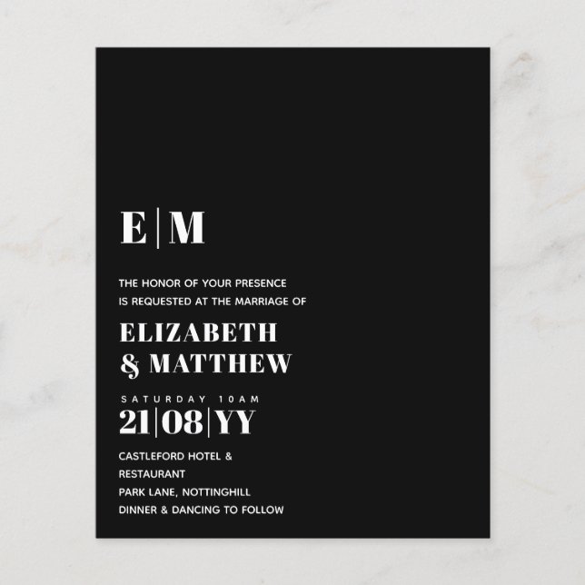 Classic BOLD Text Only Wedding Invitation Simple Flyer (Front)