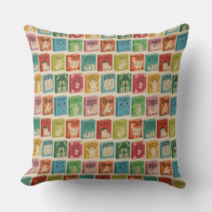 Classic Book Cat Literature Puns Throw Pillow