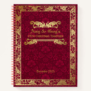 Classic Book Cover Gold Foliage Crimson Damask
