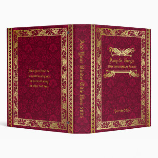 Classic Book Cover Gold Foliage Crimson Damask Binder