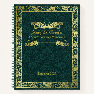 Classic Book Cover Gold Foliage Green Damask