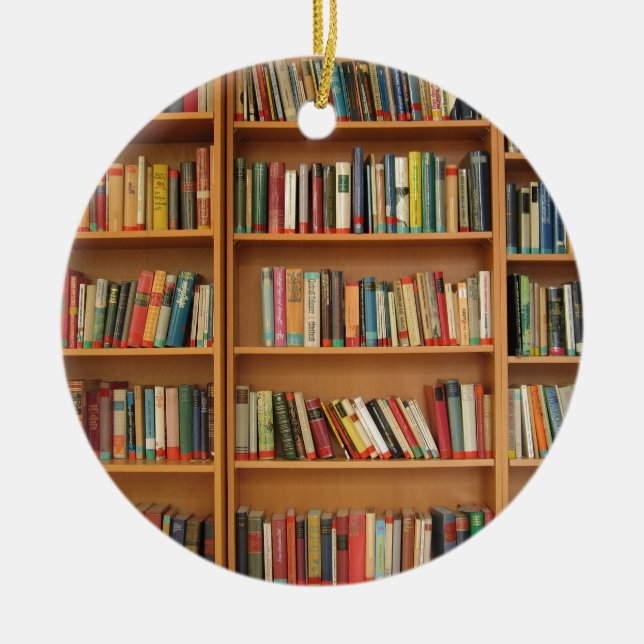 Classic book shelf pattern, bookcase,books,old ceramic ornament (Front)