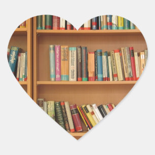 Classic book shelf pattern, bookcase,books,old heart sticker