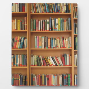 Classic book shelf pattern, bookcase,books,old plaque