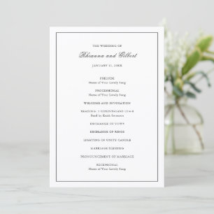 Classic Border Black and White Timeless Wedding Program
