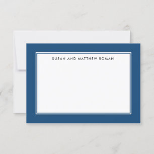 Classic Border Blue Personalized Petite Flat Card