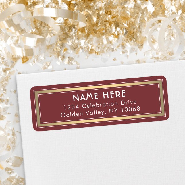 Classic Border Burgundy Gold White Return Address (Creator Uploaded)