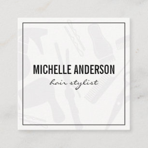 Classic Border Hair Stylist Square Business Card