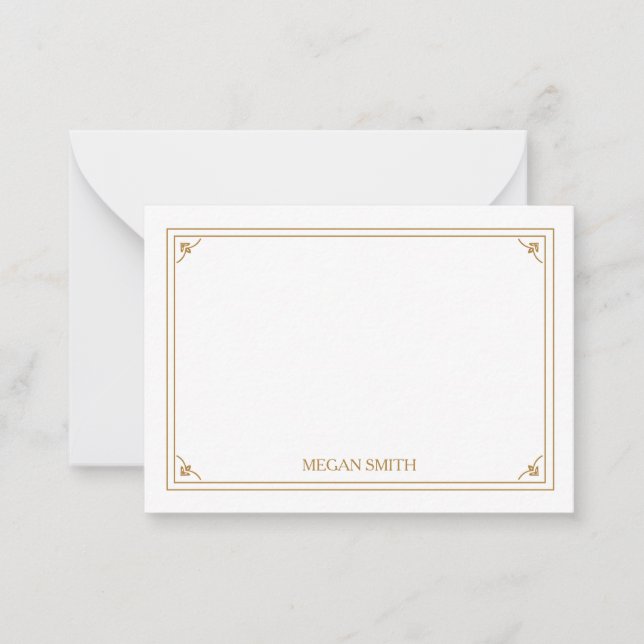 Classic Border Personalized Flat Note Card (Front)