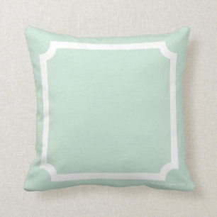Classic Border Pillow in Seaglass/White