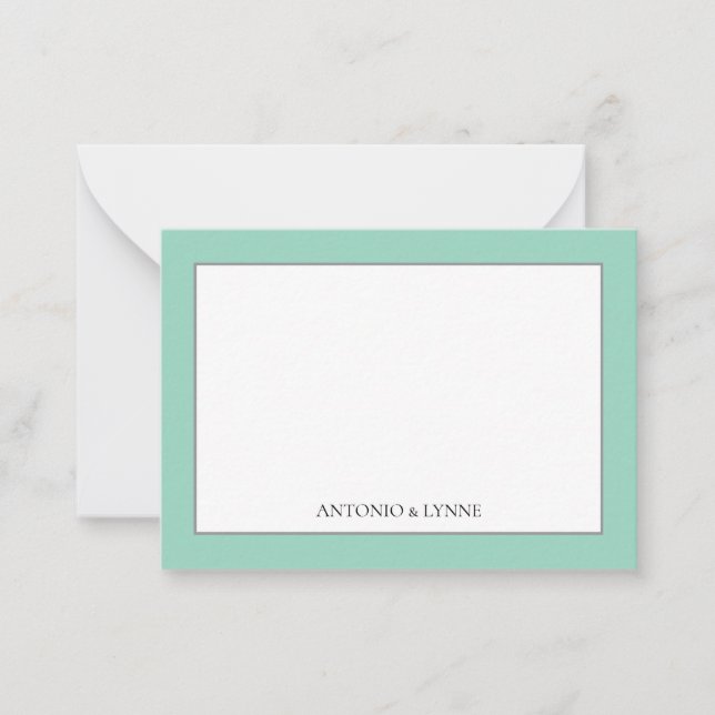 Classic Border Sage Green Note Card (Front)