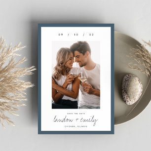 Classic Border Simple Elegant Vertical Photo Save The Date