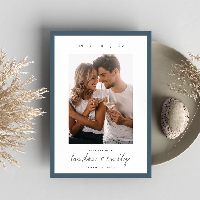 Classic Border | Simple Elegant Vertical Photo Save The Date (Creator Uploaded)