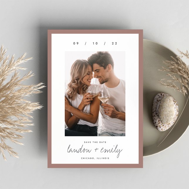 Classic Border | Simple Elegant Vertical Photo Save The Date (Creator Uploaded)