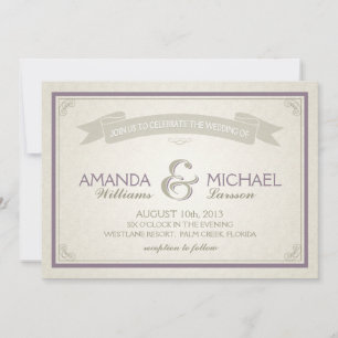 Classic Border Wedding Invitation - purple