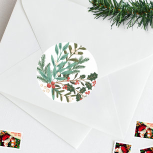 Classic Botanical Elegance Christmas  Round Sticker