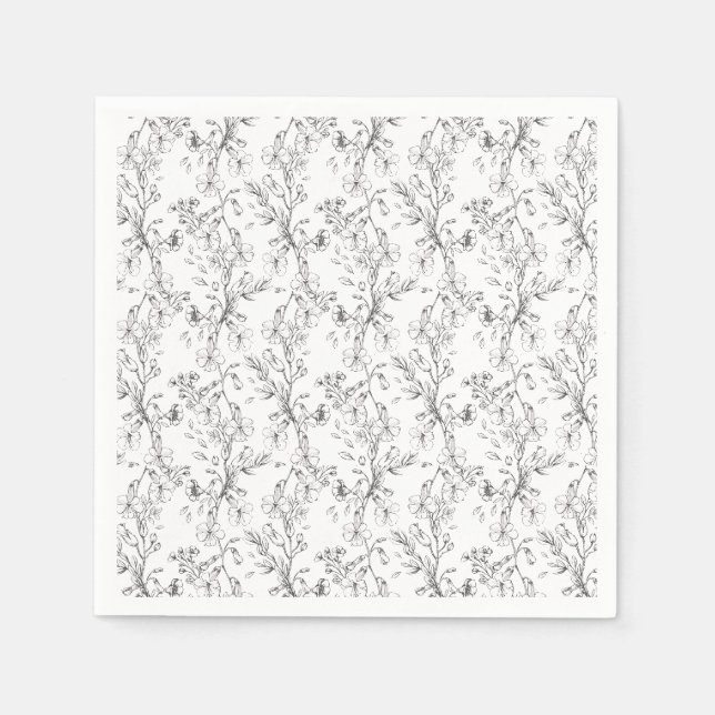 Classic Botanical Florals Wedding Napkin (Front)