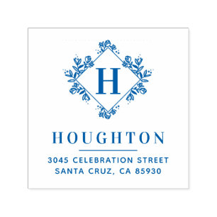 Classic Botanical Monogram Return Address Self-inking Stamp