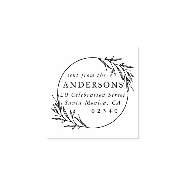 Classic Botanical Sent From Name Return Address Rubber Stamp (Imprint)