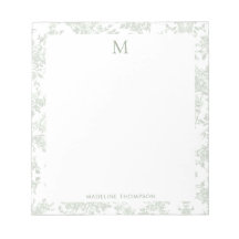 Classic Botanical Toile Monogram Sage Green