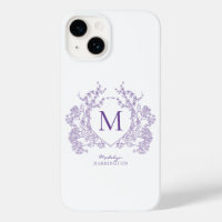 Classic Botanical Violet Floral Crest Monogram