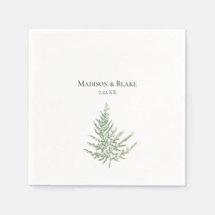 Classic Botanical Watercolor Fern Wedding Napkins