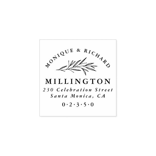 Classic Botanical Wedding Formal Return Address Rubber Stamp (Imprint)