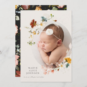 Classic Botanical Wildflower Birth Announcements