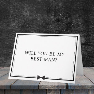 Classic Bowtie Black and White Best Man Proposal Card