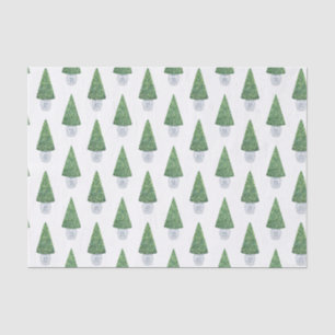 Classic Boxwood Topiary And Blue White Chinese Pot Tissue Paper