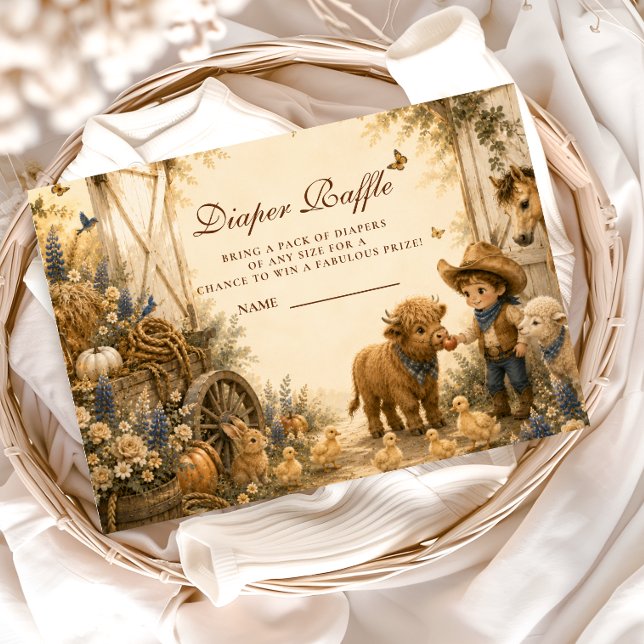 Classic Boy Western Boho Diaper Raffle Enclosure Card (Creator Uploaded)