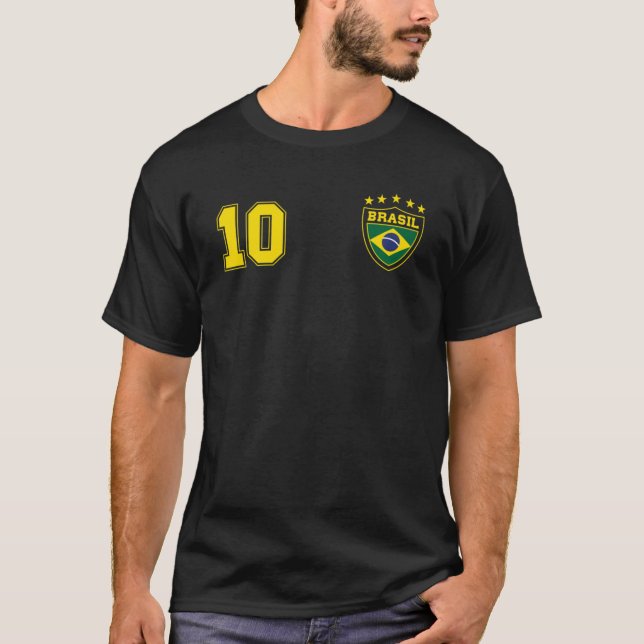 Classic Brasil Soccer No 10 Brazil World Jersey Cu T-Shirt (Front)