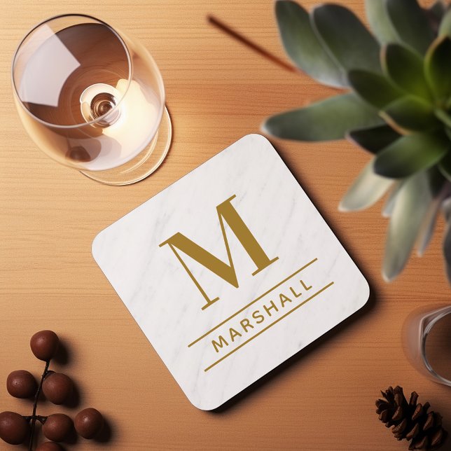 Classic Brass Personalized Family Monogram Initial Coaster (Creator Uploaded)