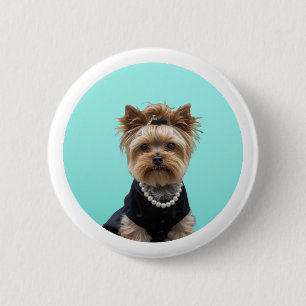Classic Breakfast Poster Yorkshire Terrier Yorkie 2 Inch Round Button